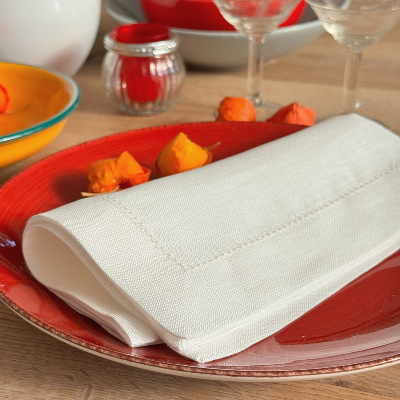 Reinleinen-Servietten 100% Leinen mit Hohlsaum