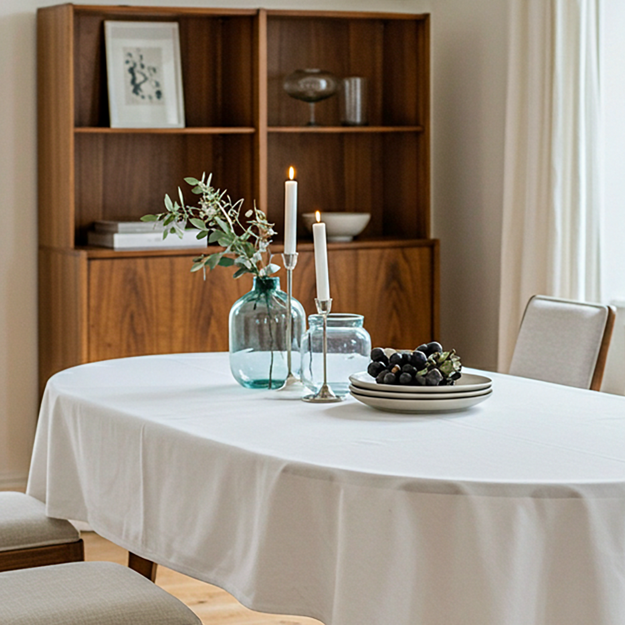 Tischdecke Klara oval weiß