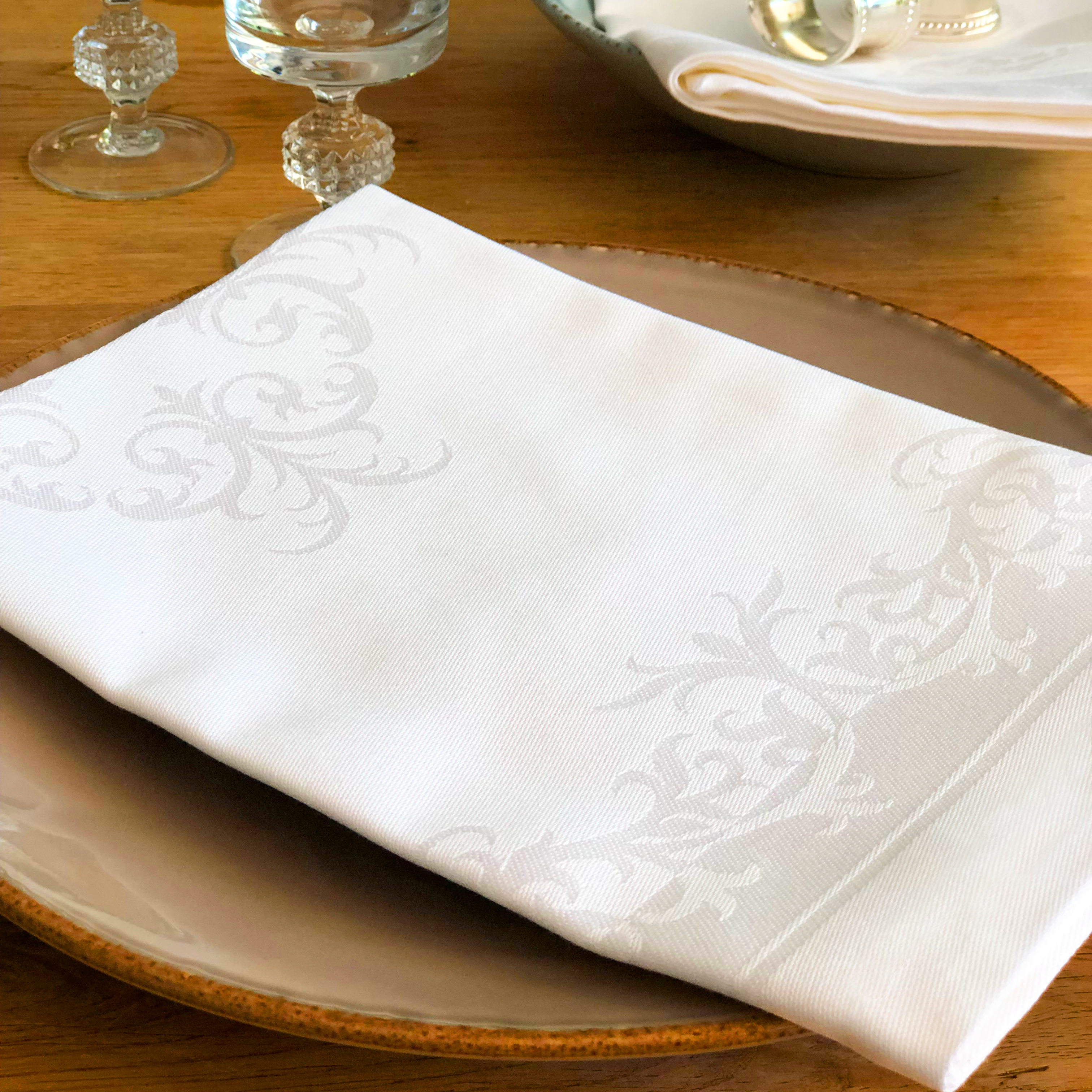 Damast-Servietten Konstanze weiß 50x50
