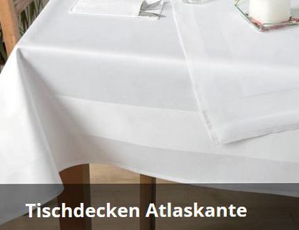 Tischdecken weiß mit Atlaskante