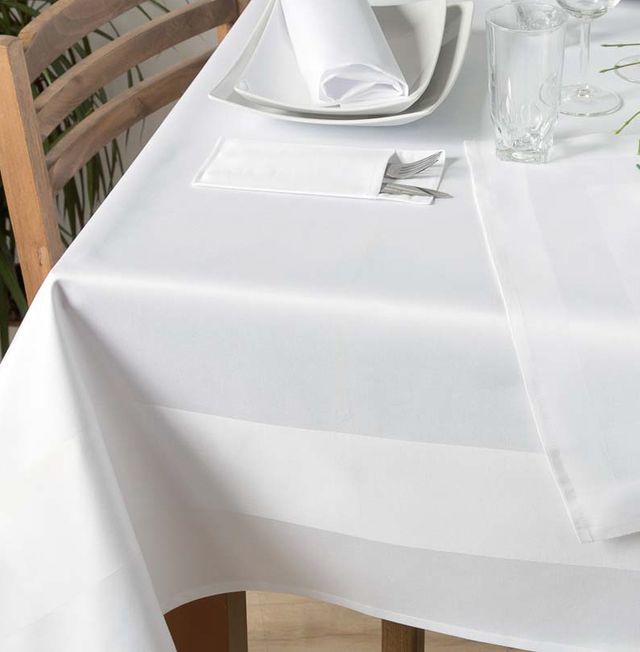 Tischdecke 160x160 cm weiß Damast Baumwolle Vollzwirn *Gastro-Qualität* 