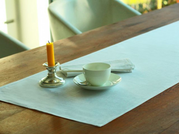 Halbleinen-Tischläufer, weiß, ohne Muster, 45x160